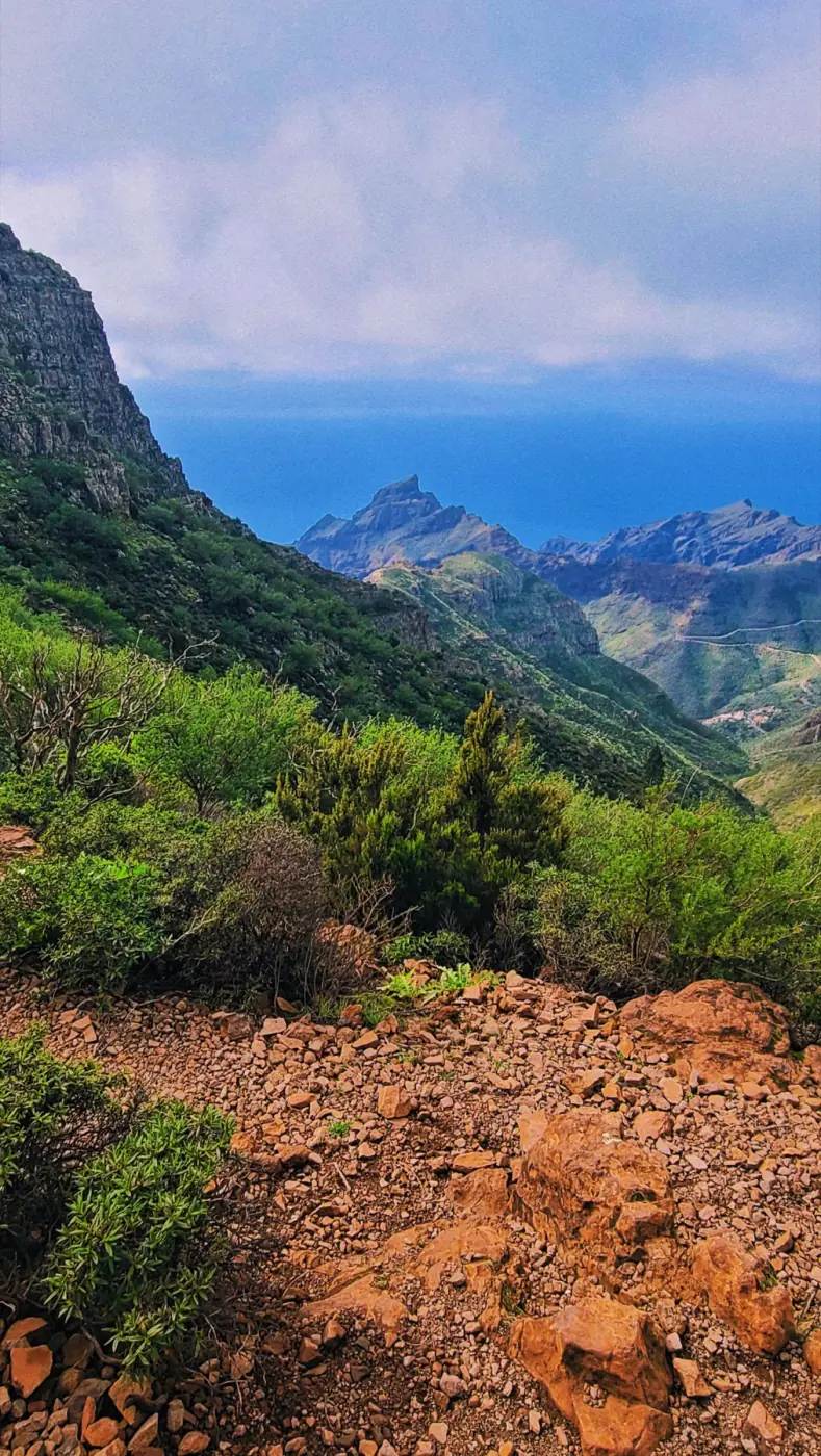 Sendero en el barranco de Masca con vistas al Atlántico